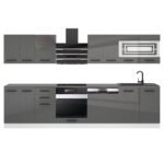 Cuisine complète Premium 300 cm – Gris brillant avec plan de travail