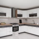 Cuisine complète modulaire Mode White 131 – 285 cm blanc brillant et graphite