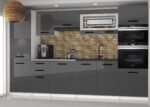 Cuisine Comfort 300 cm – Gris brillant avec plan de travail
