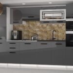 Cuisine Comfort 420 cm – Gris brillant avec plan de travail