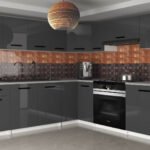 Cuisine Comfort 420 cm – Gris brillant avec plan de travail