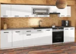 Cuisine Comfort Julia 320 cm – Blanc brillant avec plan de travail