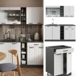 Cuisine R-Line blanc campagne et anthracite 160 cm avec plan de travail – Image 2