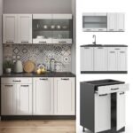Cuisine R-Line blanc campagne et anthracite 140 cm sans plan de travail – Image 3
