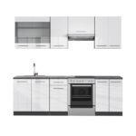 Cuisine Fame-Line blanc brillant et anthracite 240 cm sans plan de travail – Image 5