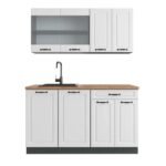 Cuisine R-Line blanc campagne et anthracite 140 cm avec plan de travail chêne – Image 4