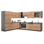 Cuisine d’angle Fame-Line chêne doré et anthracite 347 x 257 cm – Image 4