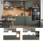 Cuisine Fame-Line 280 cm vert et chêne doré sans plan de travail – Image 3