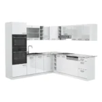 Cuisine d’angle R-Line blanc haute brillance 247 x 237 cm sans plan de travail